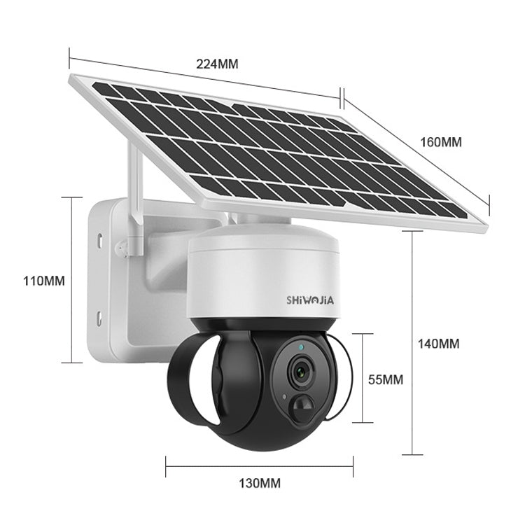 SHIWOJIA IP66 Waterproof 4G 3MP Solar Dome IP Camera, Two-way Audio & PIR Motion Detection & Night Vision, Version:US(White)