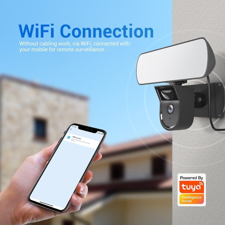 ESCAM QF615 3MP IP66 Waterproof WiFi IP Camera & Floodlight, Support Night Vision / PIR Motion Detection / Two-way Audio(EU Plug)