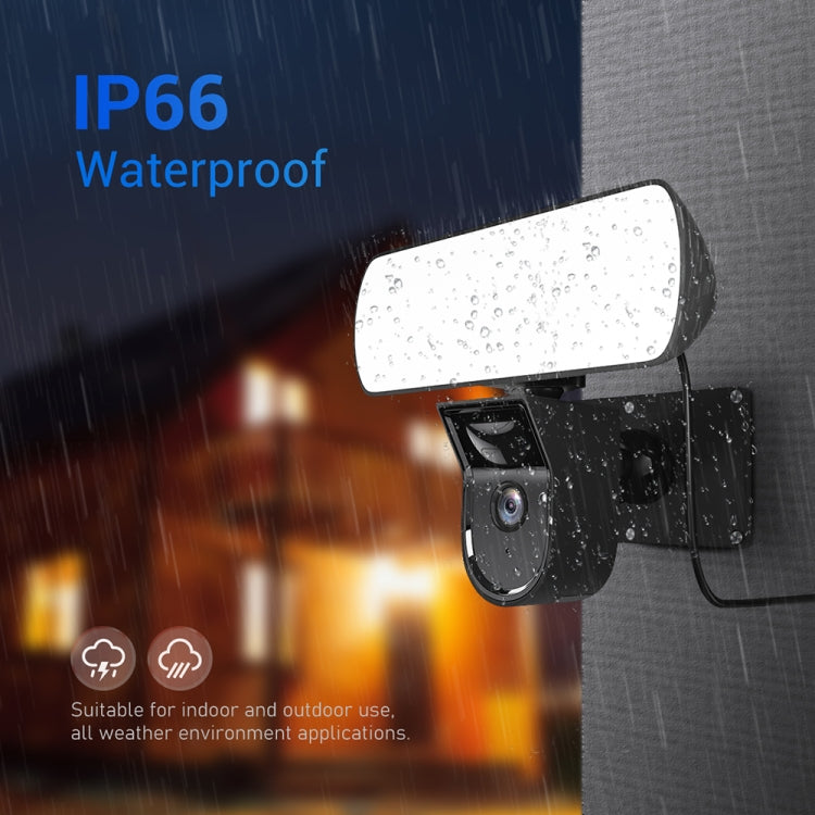 ESCAM QF615 3MP IP66 Waterproof WiFi IP Camera & Floodlight, Support Night Vision / PIR Motion Detection / Two-way Audio(EU Plug)