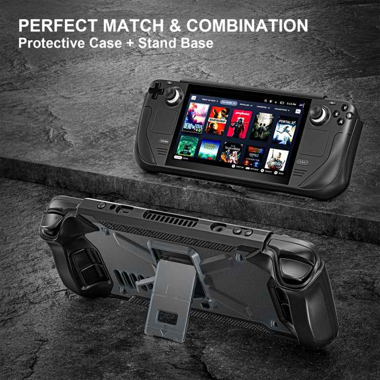 For Steam Deck Shockproof Game Console Case with Holder & Shoulder Strap(Black)