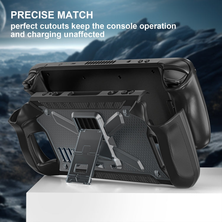 For Steam Deck Shockproof Game Console Case with Holder & Shoulder Strap(Black)
