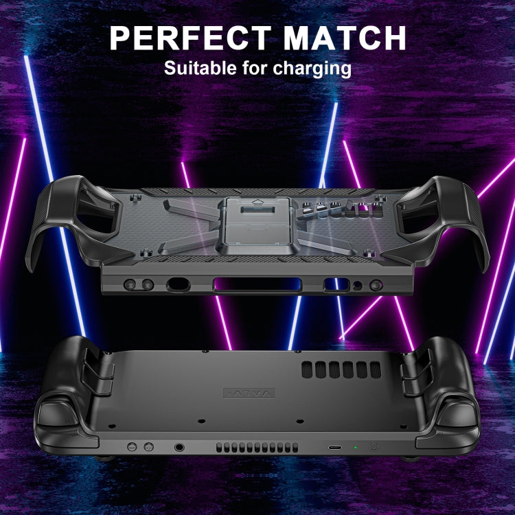 For Steam Deck Shockproof Game Console Case with Holder & Shoulder Strap(Black)