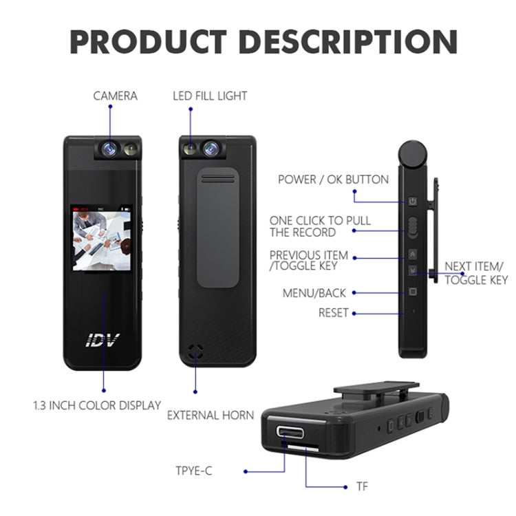 iDV L13 1080P Portable HD Mini Audio Video Recorder(Black)