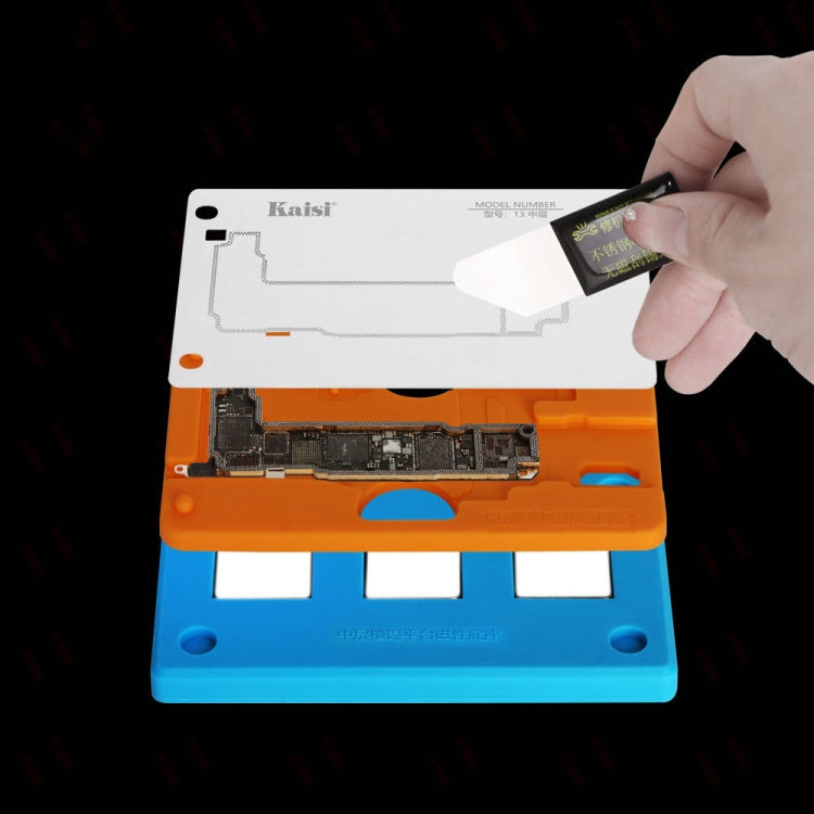 Kaisi 18 in 1 Silicone Middle Layer Tin Planting BGA Reballing Platform for iPhone X-14 Pro Max
