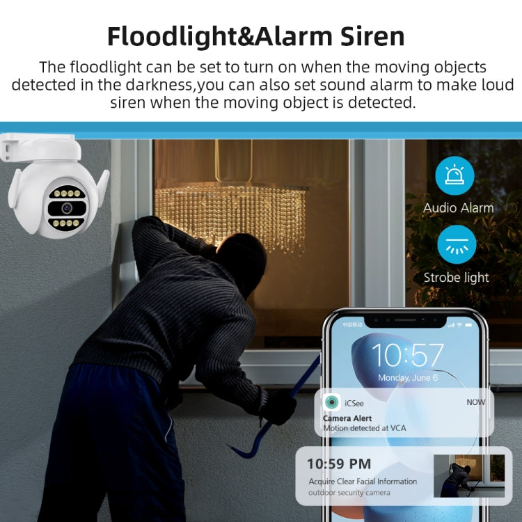 A8-C2 2MP Smart WiFi Surveillance IP Camera, Dual-light Full Color Night Vision / Two Way Audio / TF Card, Power Plug:US Plug(White)