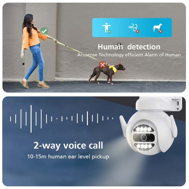 A8-C2 2MP Smart WiFi Surveillance IP Camera, Dual-light Full Color Night Vision / Two Way Audio / TF Card, Power Plug:US Plug(White)