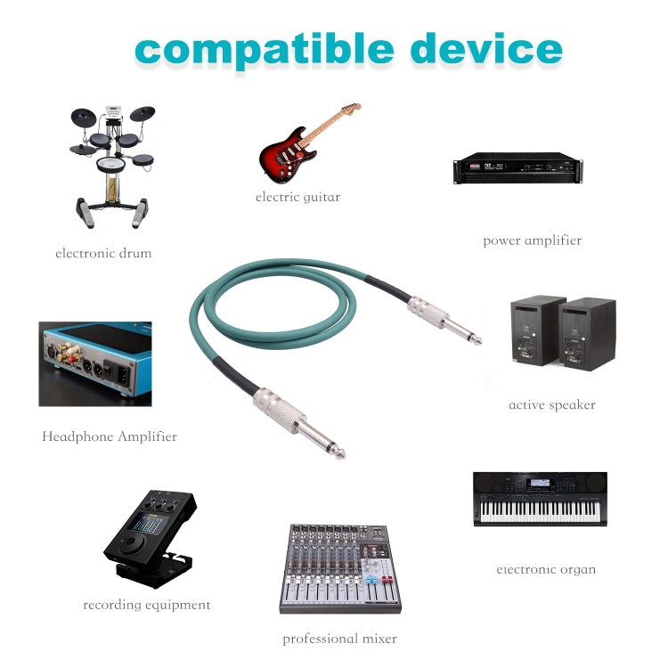 3045GR Mono 6.35mm Plug Male to Male Electric Guitar Audio Cable, Length:1m