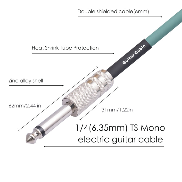 3045GR Mono 6.35mm Plug Male to Male Electric Guitar Audio Cable, Length:3m