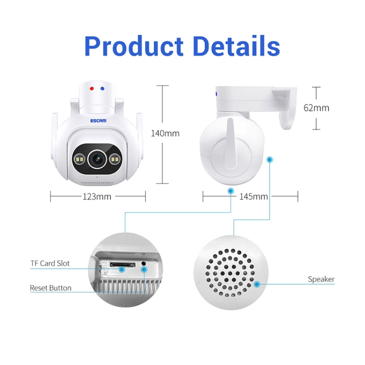 ESCAM PT304 HD 4MP Humanoid Detection Tracking WiFi Connection Sound Alarm Intelligent Night Vision H.265 Camera(UK Plug)