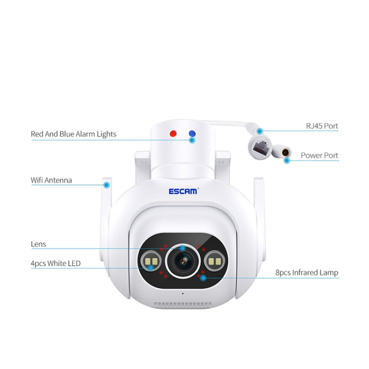 ESCAM PT304 HD 4MP Humanoid Detection Tracking WiFi Connection Sound Alarm Intelligent Night Vision H.265 Camera(EU Plug)