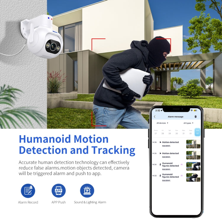 ESCAM PT304 HD 4MP Humanoid Detection Tracking WiFi Connection Sound Alarm Intelligent Night Vision H.265 Camera(AU Plug)