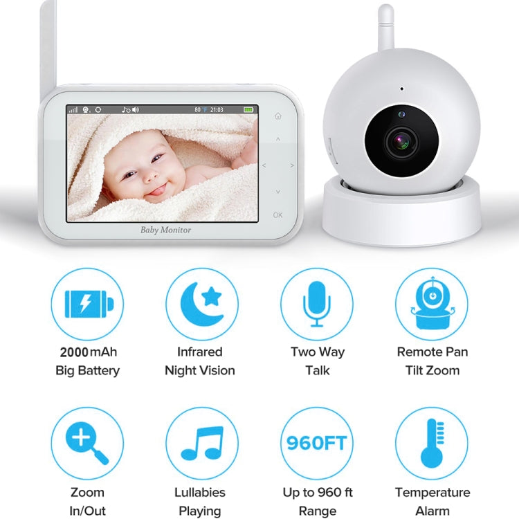 ABM201 4.5 inch Wireless Video Night Vision Baby Monitor Security Camera(US Plug)
