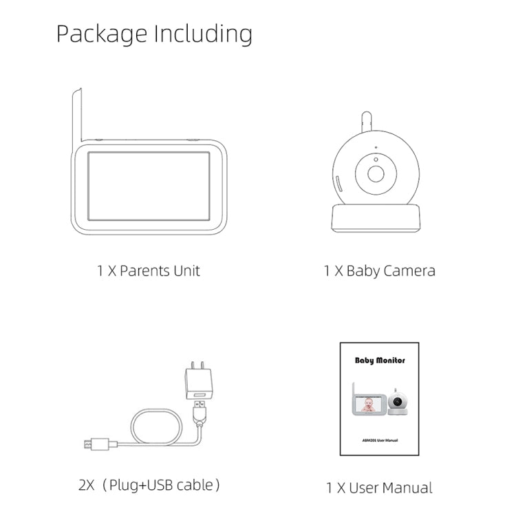 ABM201 4.5 inch Wireless Video Night Vision Baby Monitor Security Camera(EU Plug)