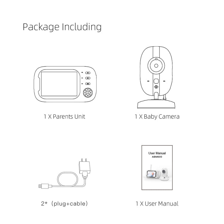 ABM600 3.5 inch Wireless Video Night Vision Baby Monitor Security Camera(EU Plug)