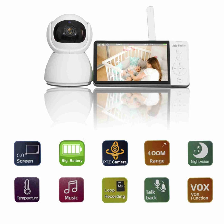 ABM700 5 inch Wireless Video Night Vision Baby Monitor Security Camera(EU Plug)