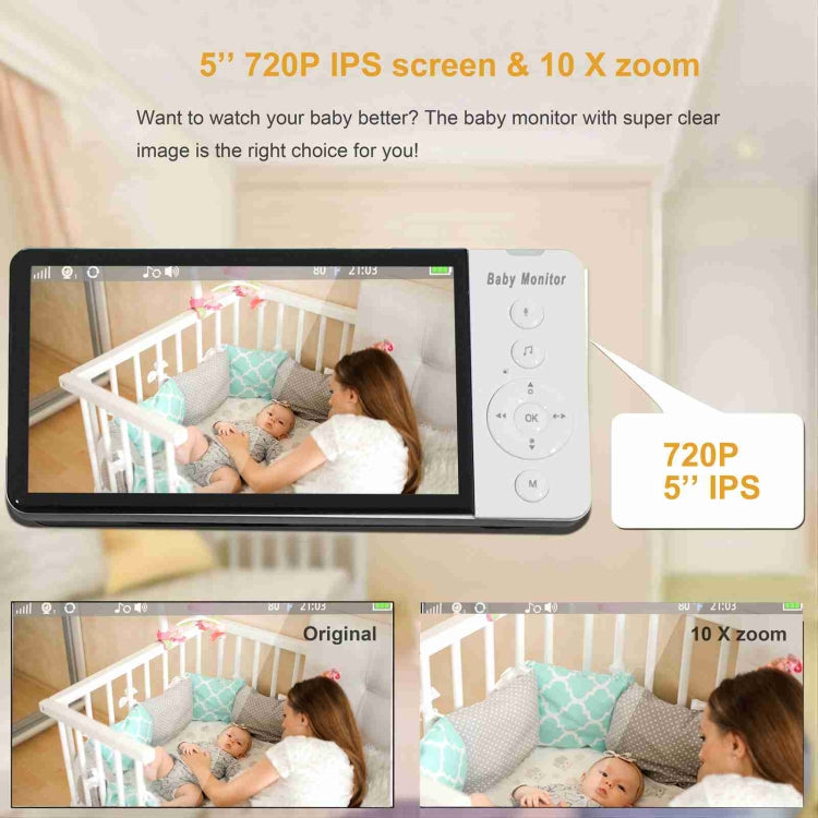 ABM700 5 inch Wireless Video Night Vision Baby Monitor Security Camera(EU Plug)