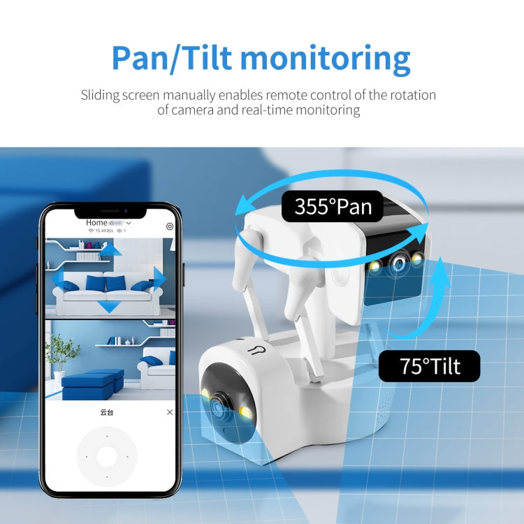ESCAM PT212 4MP Dual Lens Robot Dog WiFi Camera Supports Cloud Storage/Two-way Audio/Night Vision, Specification:US Plug