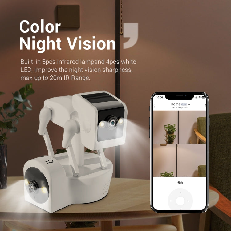 ESCAM PT212 4MP Dual Lens Robot Dog WiFi Camera Supports Cloud Storage/Two-way Audio/Night Vision, Specification:UK Plug