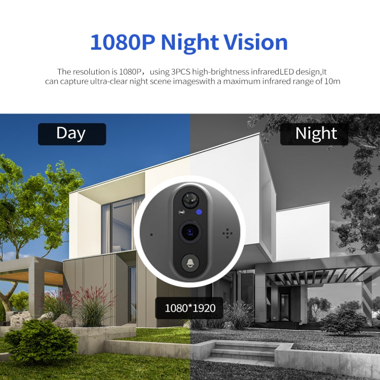 ESCAM C85 1080P 4.3 inch Smart WIFI Digital Door Viewer Supports Wide-Angle PIR & Night Vision & Dingdong Photo(White)