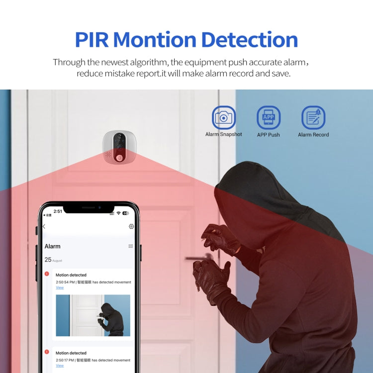 ESCAM C85 1080P 4.3 inch Smart WIFI Digital Door Viewer Supports Wide-Angle PIR & Night Vision & Dingdong Photo(White)