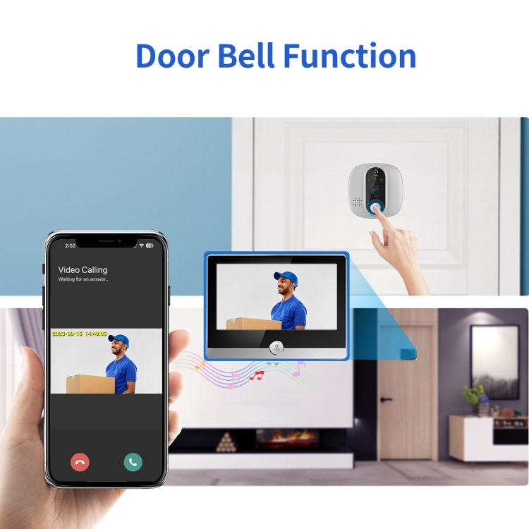 ESCAM C85 1080P 4.3 inch Smart WIFI Digital Door Viewer Supports Wide-Angle PIR & Night Vision & Dingdong Photo(White)