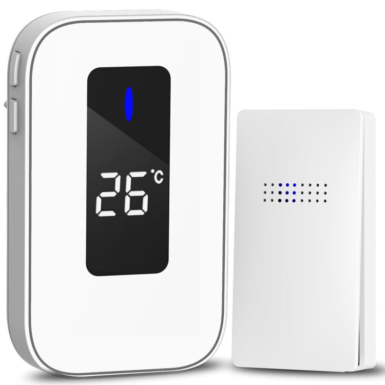 C303B One to One Home Wireless Doorbell Temperature Digital Display Remote Control Elderly Pager, US Plug(White)