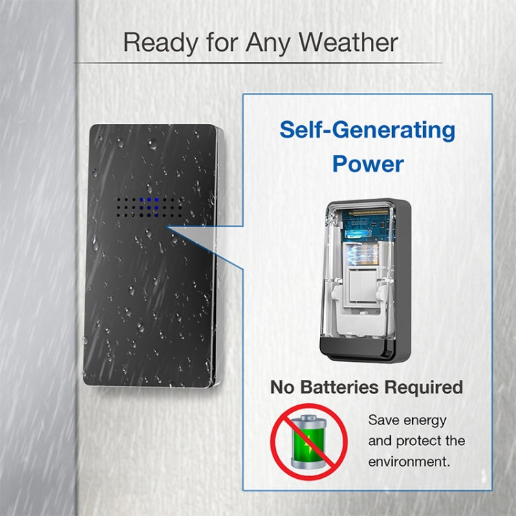 C303B One to Two Home Wireless Doorbell Temperature Digital Display Remote Control Elderly Pager, UK Plug(Black)