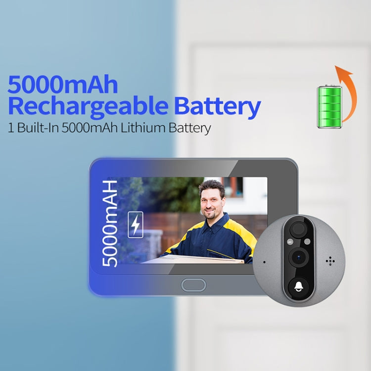 ESCAM C87 1080P 4.3 inch Smart WiFi Digital Door Viewer Supports Wide-Angle PIR & Night Vision & Dingdong Photo(White)