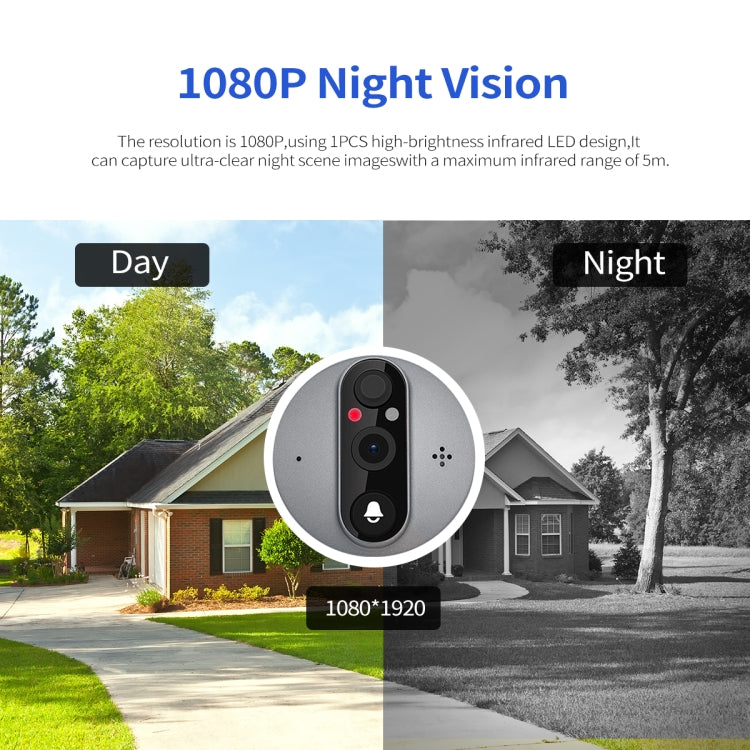 ESCAM C87 1080P 4.3 inch Smart WiFi Digital Door Viewer Supports Wide-Angle PIR & Night Vision & Dingdong Photo(White)
