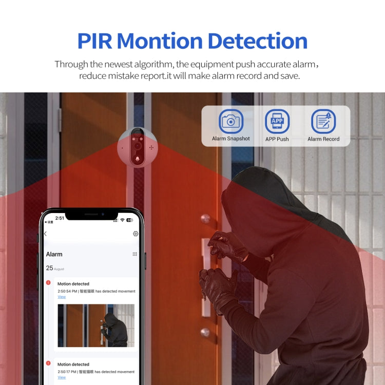 ESCAM C87 1080P 4.3 inch Smart WiFi Digital Door Viewer Supports Wide-Angle PIR & Night Vision & Dingdong Photo(White)