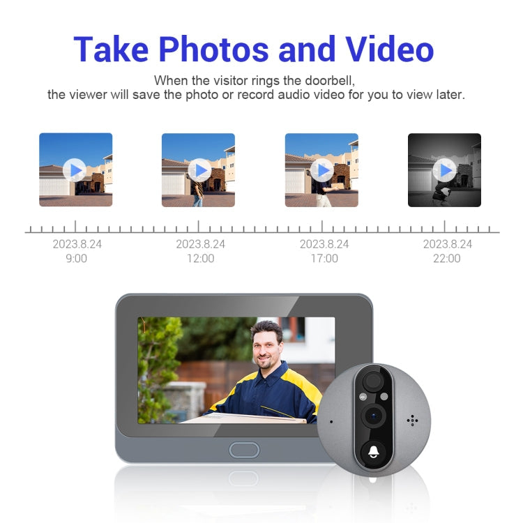 ESCAM C87 1080P 4.3 inch Smart WiFi Digital Door Viewer Supports Wide-Angle PIR & Night Vision & Dingdong Photo(White)