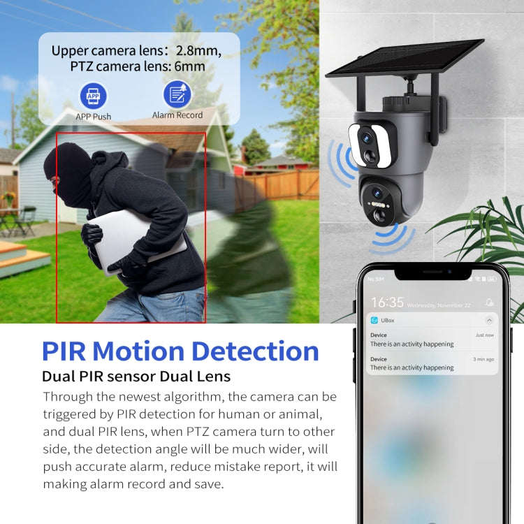 ESCAM QF390 2x2MP Binocular Solar WiFi Camera Supports Two-way Voice & Alarm Recording(Black)