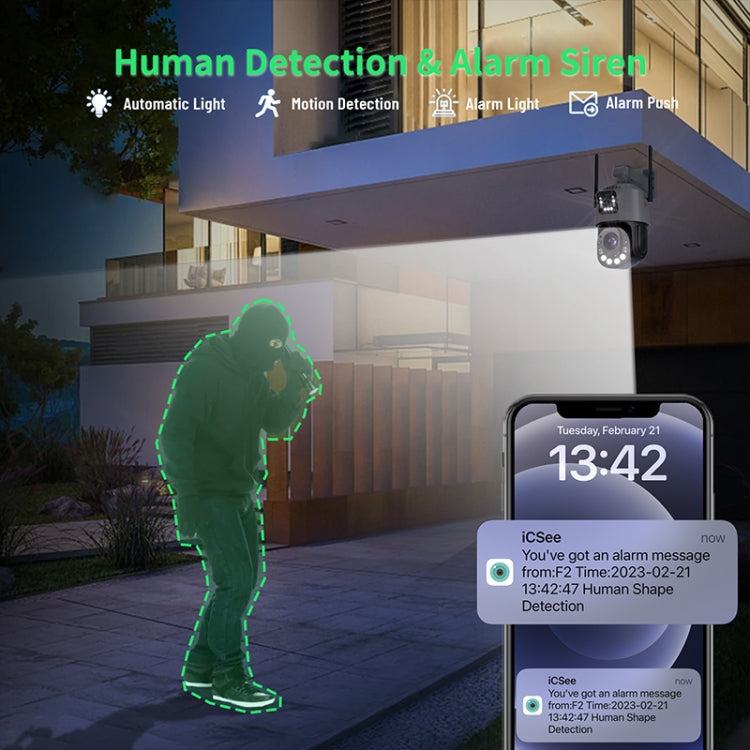 QX109 Dual Lens Smart HD Dome WiFi Camera(US Plug)