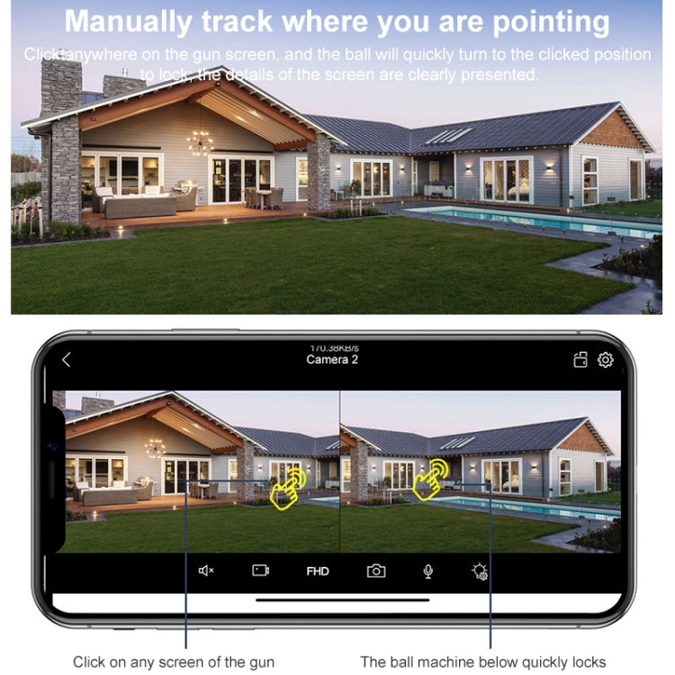QX102 3MP WiFi Triple Camera Supports Two-way Voice Intercom & Infrared Night Vision(UK Plug)