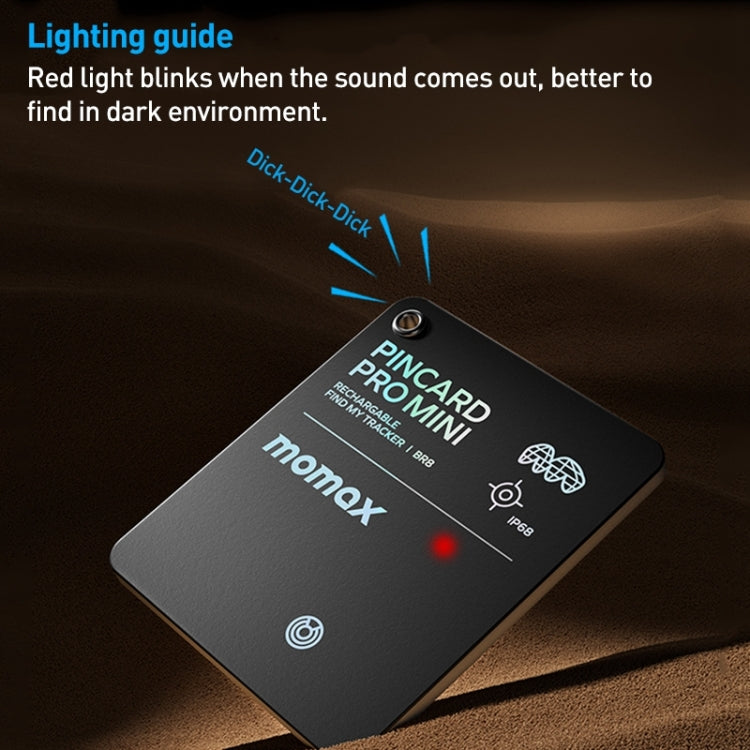 MOMAX PINCARD BR8 Card Wireless Charging Positioning Anti-lost Device(Black)
