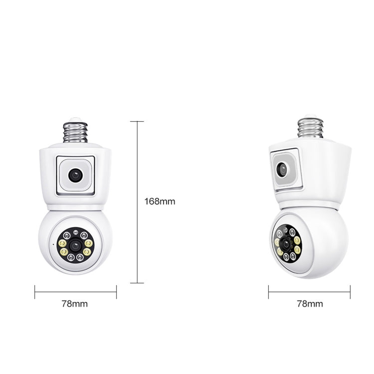 ESCAM QF202 E27 2x2MP Dual Lens Motion Detection Waterproof WiFi IP Two Way Audio Night Vision Camera(White)
