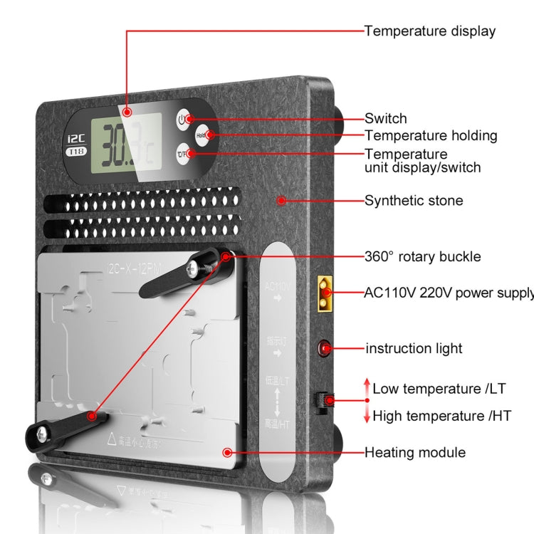 i2C T18 LCD Display PCB Motherboard Layered Desoldering Station With Universal Module, US Plug