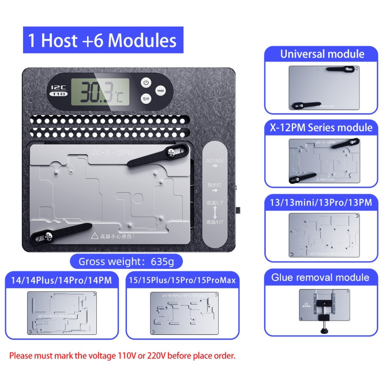 i2C T18 LCD Display PCB Motherboard Layered Desoldering Station For iPhone X-15 Pro Max with Glue Removal Module, US Plug