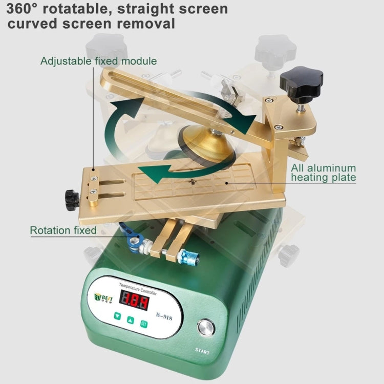 BEST B-918A 7 inch 220V Vacuum Pump LCD Screen Rotary Heating Platform Separator, EU Plug