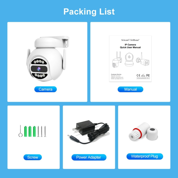 SriHome SH047 4MP IP66 Waterproof Motion Detection Night Vision WiFi HD Camera(EU Plug)