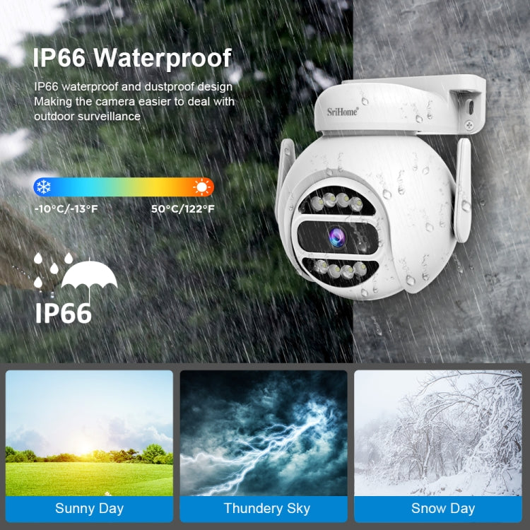 SriHome SH047 4MP IP66 Waterproof Motion Detection Night Vision WiFi HD Camera(AU Plug)