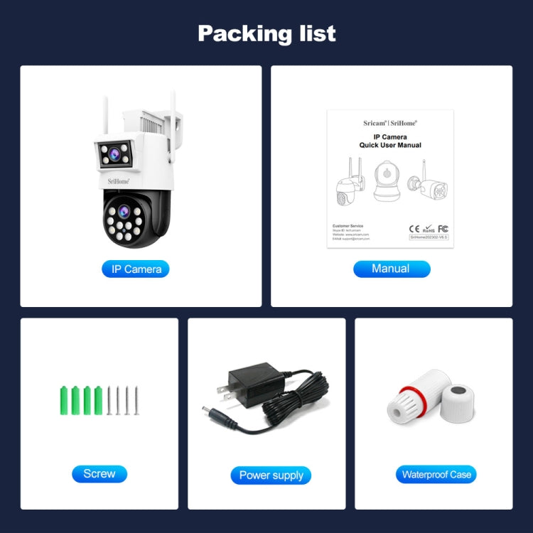 SriHome SH048 2MP + 2MP Humanoid Tracking Smart Night Vision Dual Lens IP Camera(EU Plug)