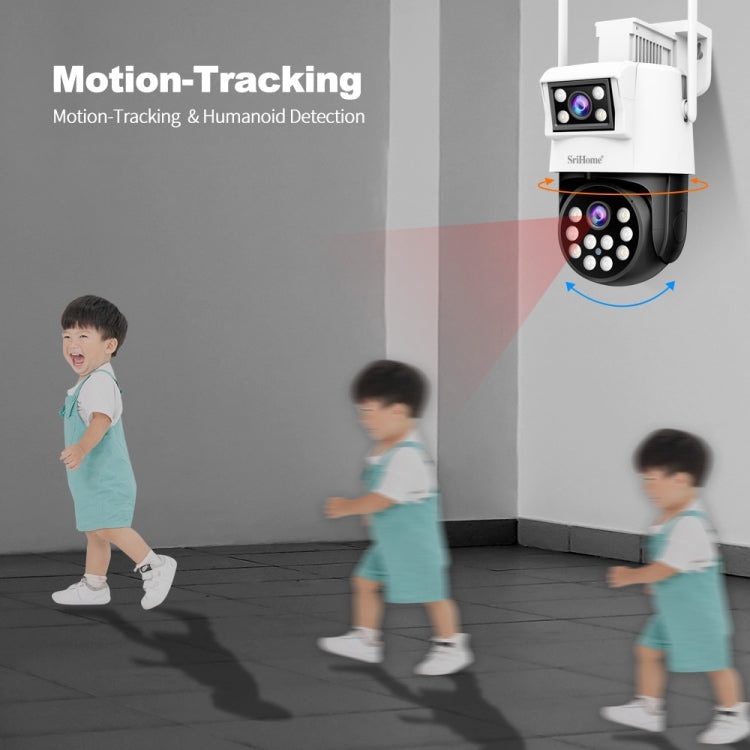 SriHome SH048 2MP + 2MP Humanoid Tracking Smart Night Vision Dual Lens IP Camera(UK Plug)