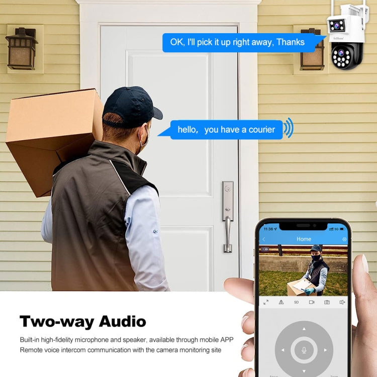 SriHome SH048 2MP + 2MP Humanoid Tracking Smart Night Vision Dual Lens IP Camera(UK Plug)