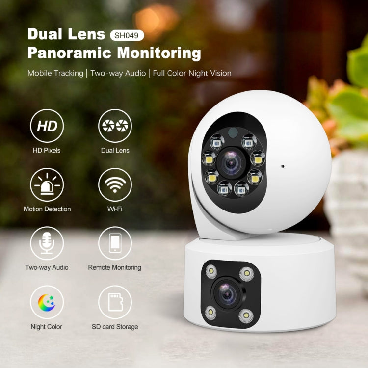 SriHome SH049 2MP + 2MP Humanoid Tracking Smart Night Vision Dual Lens HD IP Camera(AU Plug)