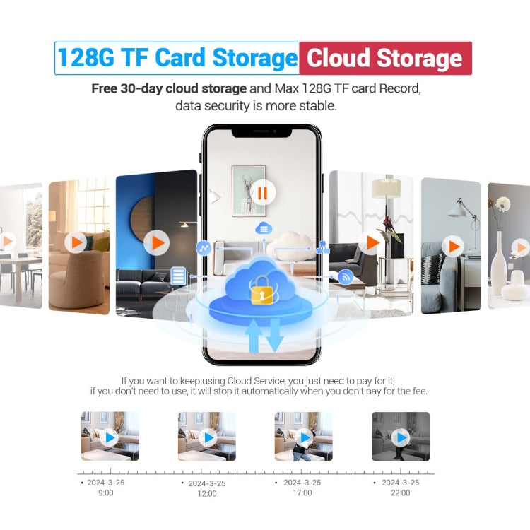 ESCAM QF104 One Click Video Call 3MP Indoor Humanoid Detection Audible Alarm Color Night Version Smart WiFi Camera, US Plug