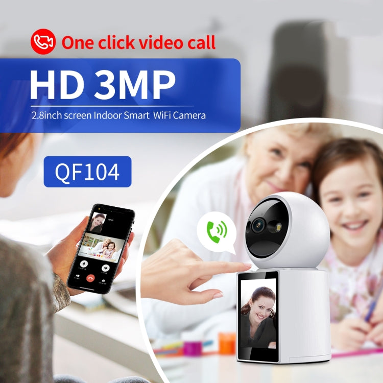ESCAM QF104 One Click Video Call 3MP Indoor Humanoid Detection Audible Alarm Color Night Version Smart WiFi Camera, US Plug