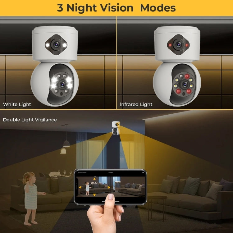 Y6204 4MP Zoom HD Indoor Waterproof Smart WiFi Camera, Specification:UK Plug(White)