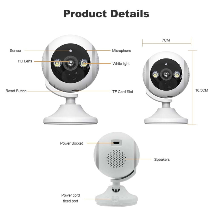 CM-I310M 3MP 180 Degree Panoramic Smart PTZ WiFi Surveillance Camera, UK Plug(White)