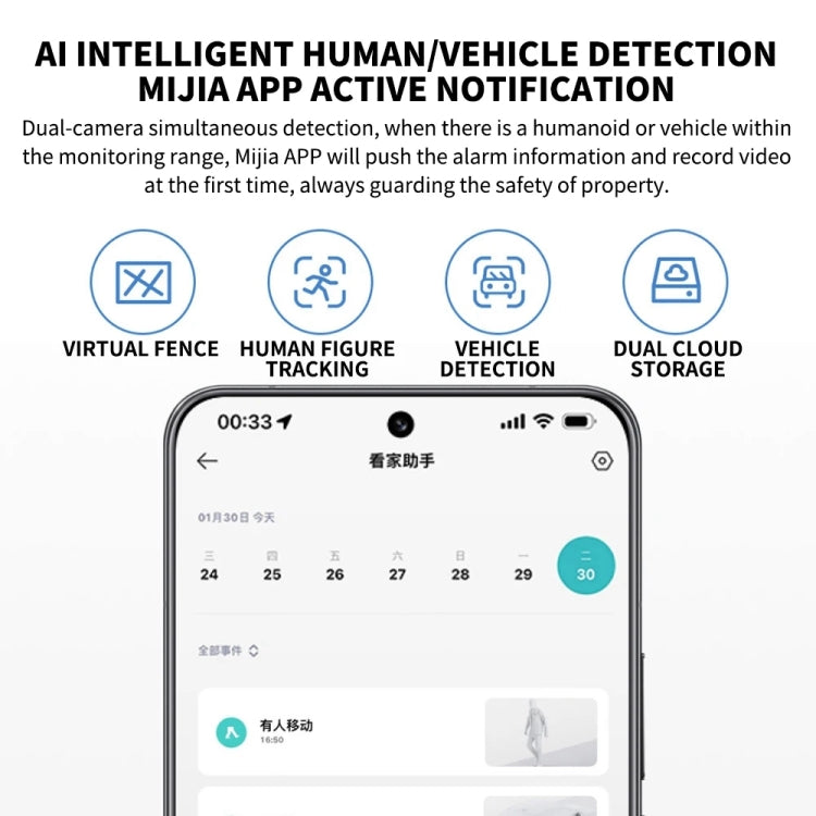 Xiaomi CW500 Dual Camera 8MP Outdoor IP66 Waterproof Support AI Detection Two-Way Voice WiFi Camera, US Plug(White)